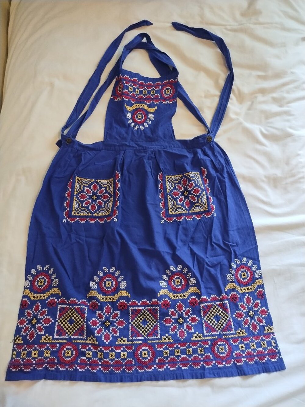 Handmade Apron with Cross Stitched Pattern
